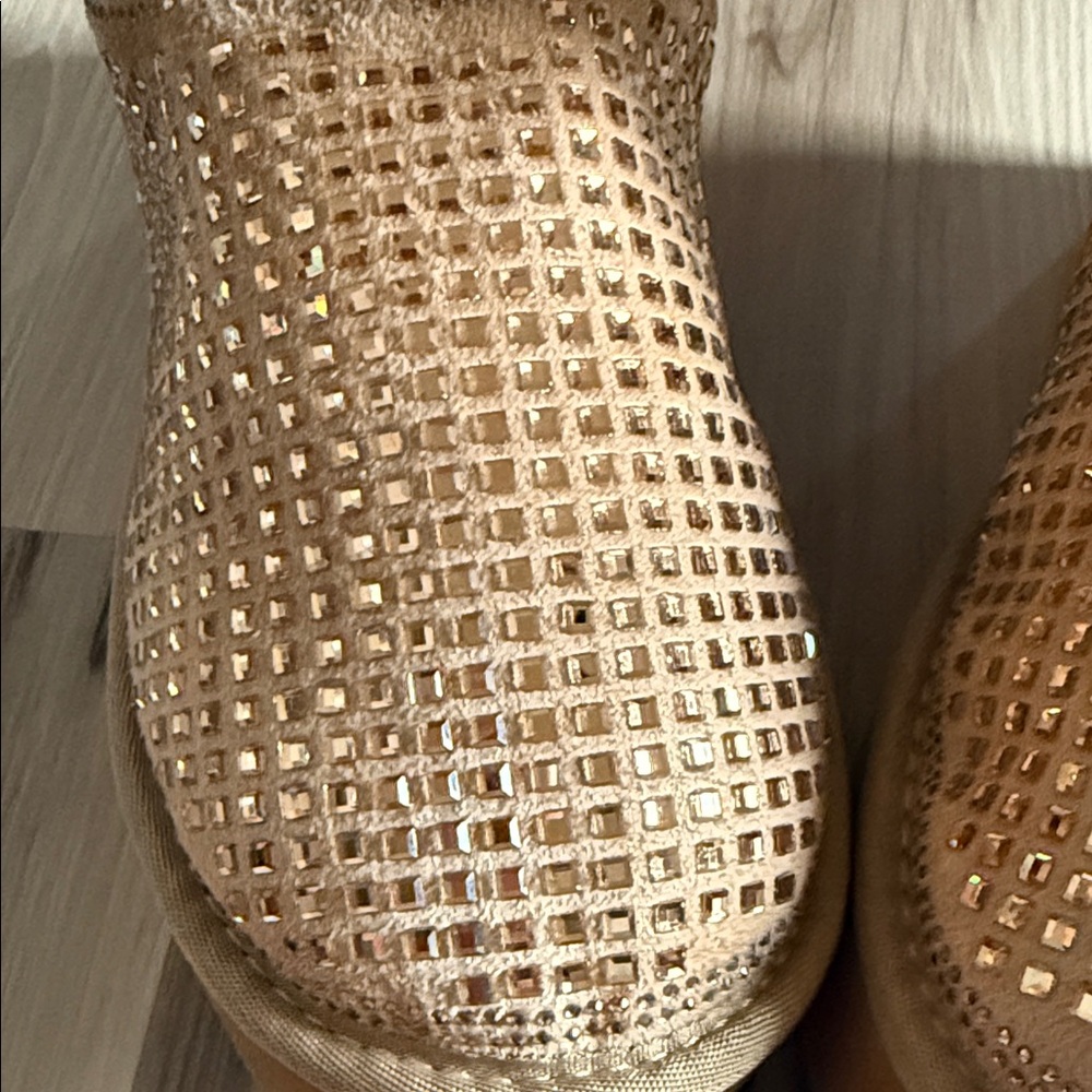 Tan Rhinestone Ankle Boots - Picture 3 of 8